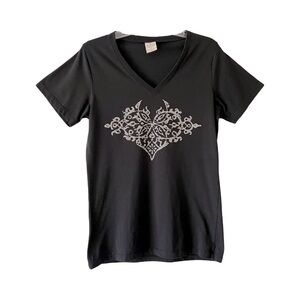 Balance Collection | Black V-Neck Short Sleeve Graphic Tee, XL